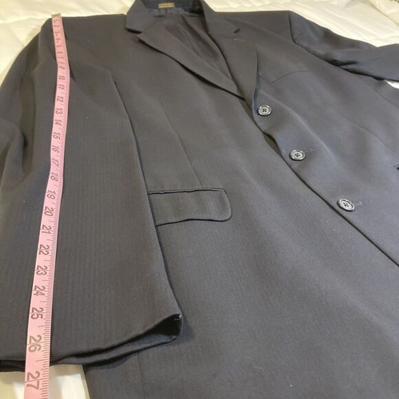 Stafford Suit Jacket 48L Navy Blue 3 Button Blazer - Picture 8 of 16